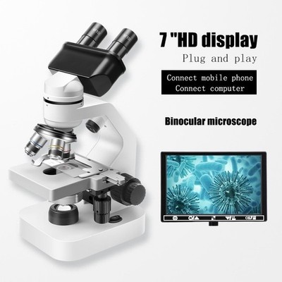 40 X -2000 X Trinocular LED Lab Compound Microscope with Double Layer7-inch scre