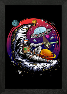 Weltraum Mond Käse gerahmtes Wandbild Poster Leinwanddruck Bild