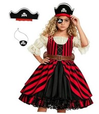 Pirate Costume Girls Toddler Pirate Dress up Kids Cosplay Outfit5-9Y - 6-7Y Red
