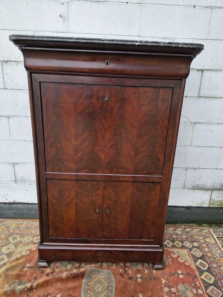 SECRETAIRE CARLO X,  META' '800, MOGANO, DIM 98 x 42 H 145  CM - Immagine 2 di 4