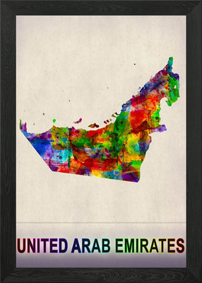 Vereinigte Arabische Emirate Karte gerahmt Wandbild Poster Leinwanddruck Bild