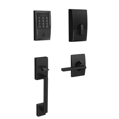 Century Matte Black Encode Smart Wi-Fi Deadbolt with Alarm and Entry Door Handle