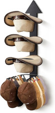 Cowboy Hat Rack for Wall Hat Organizer for 10 Baseball Caps and 3 Cowboy Hat wit