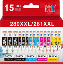 15 Pack PGI-280XXL/CLI-281XXL Replacement for Canon 280 281 Ink Cartridges