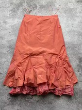 Women s Y2K Coral Maxi Skirt Size M Ruffle Hem Boho Fairycore Romantic