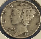 **1941 P Mercury Dime 90% SILVER **FREE SHIPPING**