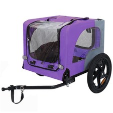 Outdoor Heavy Duty Collapsible Pet Bike Trailer w/16-Inch All-Terrain Wheels U