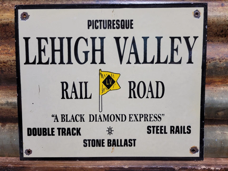 VINTAGE LEHIGH VALLEY RAILROAD PORCELAIN SIGN OLD PENNSYLVANIA TRAIN TRACK RAIL - Image 3 of 4