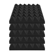 Uimoso Acoustic Foam Panels 36 Pack 12"x12"x2" Pyramid Soundproofing Wall Tiles