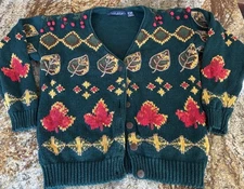Vtg Birch Bros By Eagle Eye Women’s Fall Leaves Cardigan Sweater Small