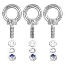 3Pcs M3 x 9mm 304 Stainless Steel Lifting Shoulder Eye Bolt with Nuts Washers