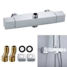 Twin Outlet Thermostatic Shower Bar Mixer Valve – Chrome Exposed Bathroom Taps