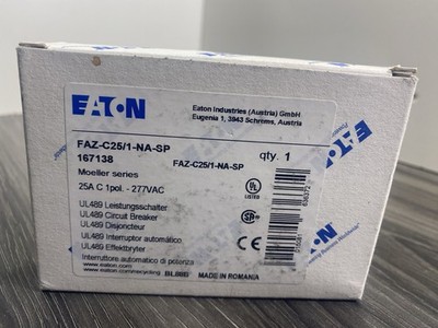 New Eaton FAZ-C25/1-NA-SP  1-P Miniature Circuit Breaker 167138 25A 277 VAC/48DC