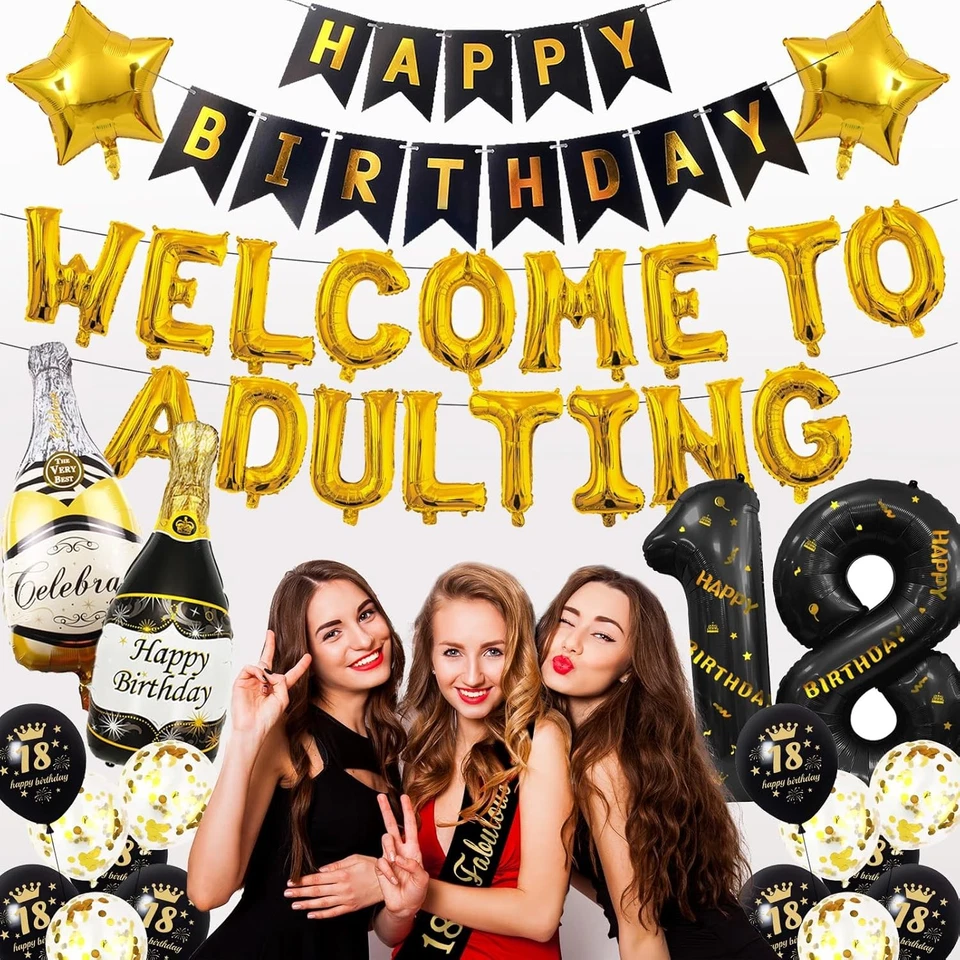 18th Birthday Decorations Boys Gold - 41 Pcs Happy Decorations...  - Image 4 of 4