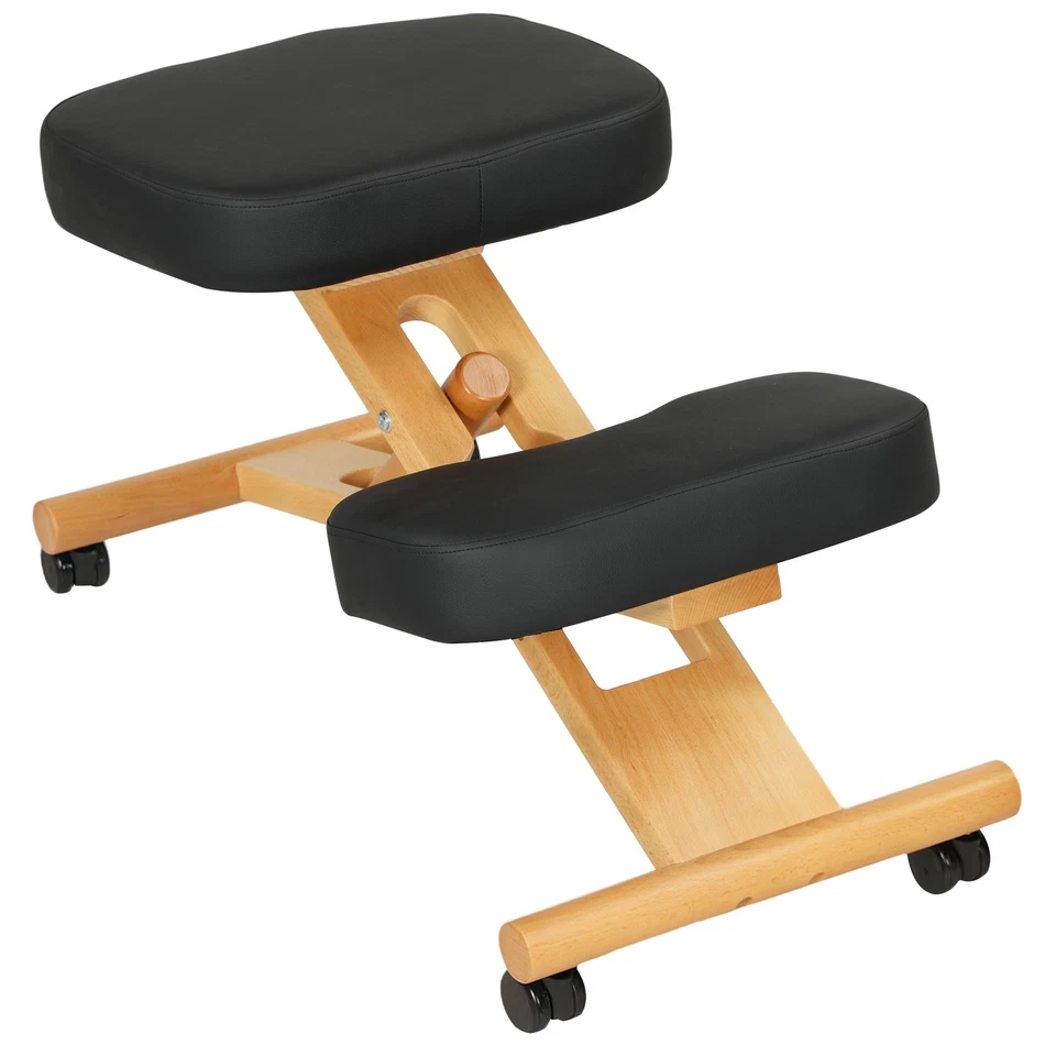 HOMCOM Sedia Ergonomica con Inginocchiatoio Altezza Regolabile e Rotelle Nero