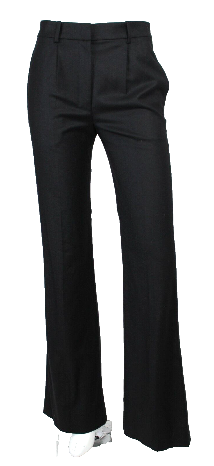 YVES SAINT LAURENT Pantalone abito svasato alto tessuto lana nero 36