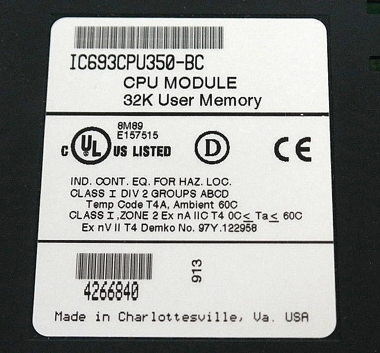 GE FANUC IC693CPU350-BC CPU MODULE 32K USER MEMORY IC693CPU350BC - Image 4 of 4