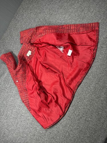 Giacca da donna rossa Neiman Marcus esclusiva taglia 8 misto lana foderata - Foto 6 di 10