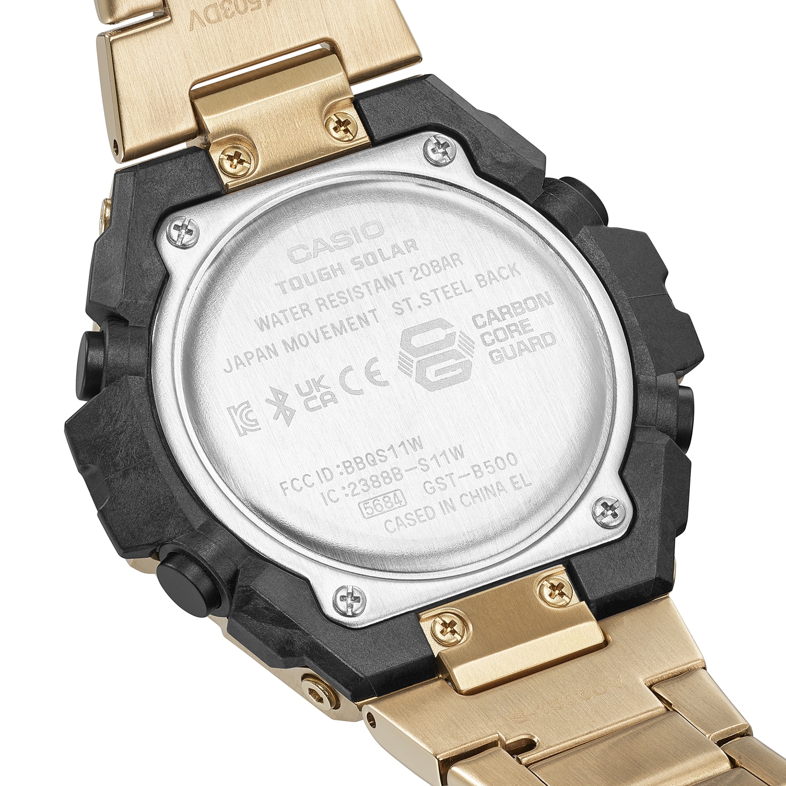 Pre-owned Casio G-shock Gst-b500gd-9ajf G-steel Carbon Bluetooth Solar Watch Gold Men's