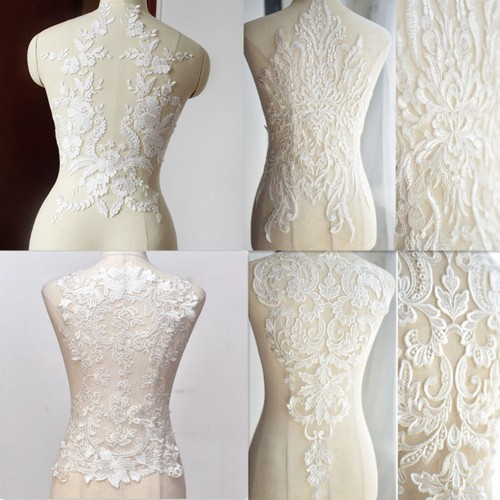 Weiß große Blume Spitze Applikation bestickt Nähen Braut Hochzeit Kleid Patch - Bild 1 von 16