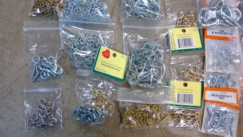 Huge Lot Metal Wire Screw In Hooks & Eyehook Lot -Brass & Steel - Steampunk - Picture 2 of 14