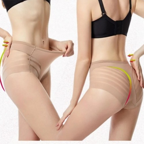 2Pcs/Set Women Ice Silk Panties High Rise Briefs Tummy Control Shapewear Mesh - Picture 19 of 32