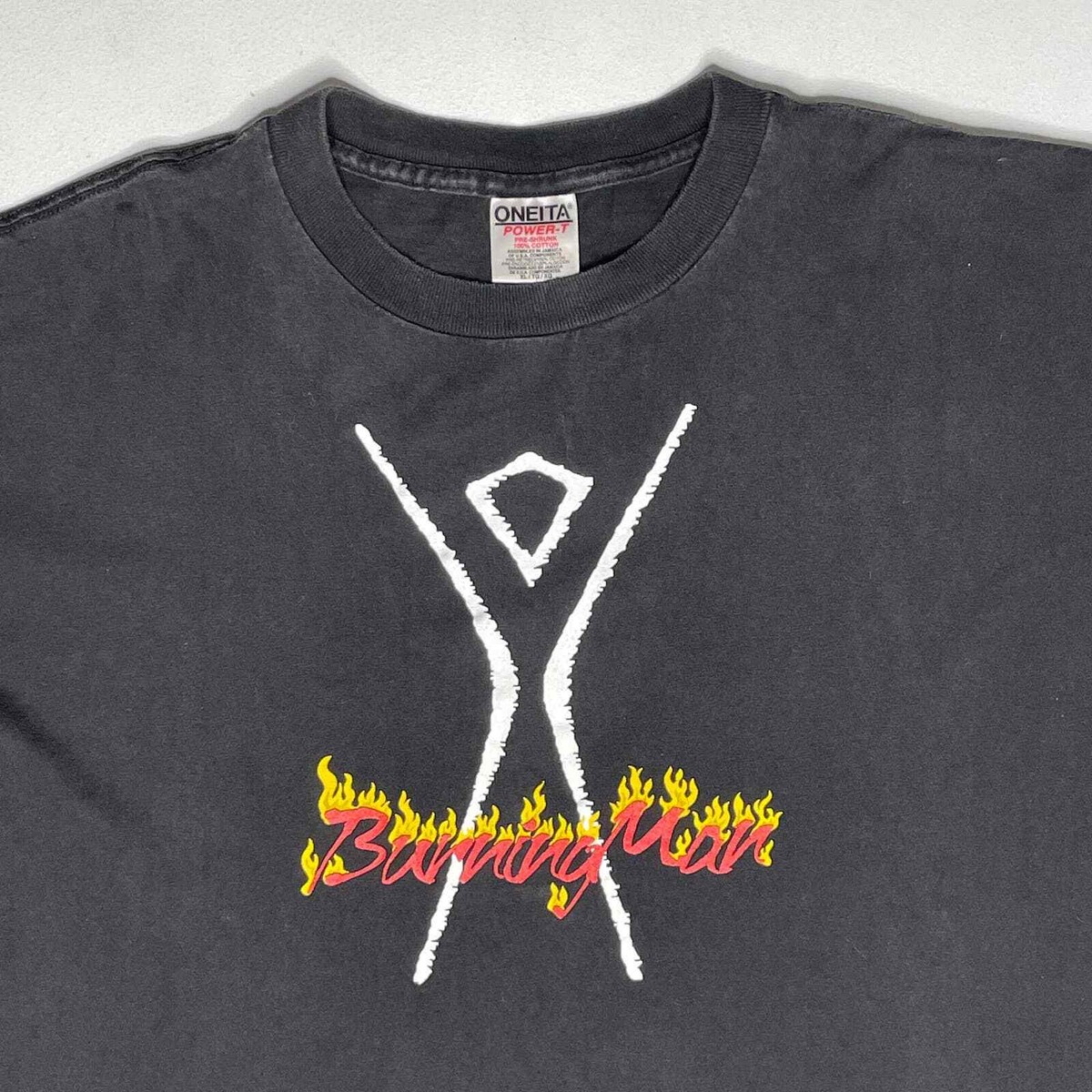 1990's Vintage Official Burning Man T Shirt Black Rock Desert XL
