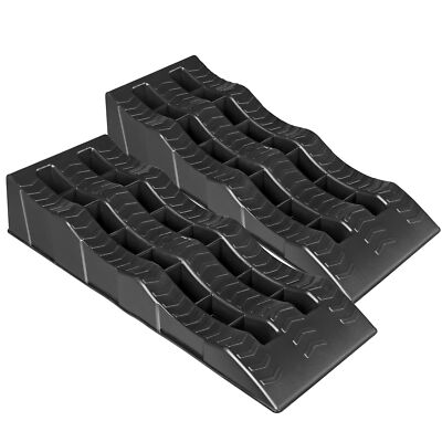 BIG RED 3 Height Low Profile Car Ramps (1 Pair) - 3 Ton Loading Capacity, Black