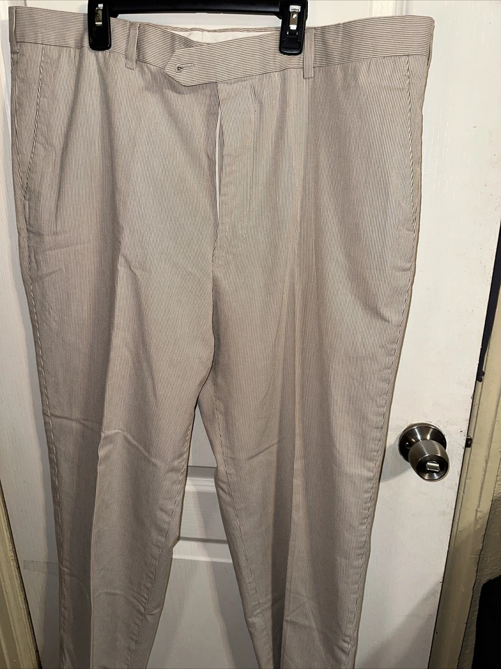 John Nordstrom 米色细条纹尺寸 40R 男式斜杠口袋 100% 棉 — 第 2/4 张图片