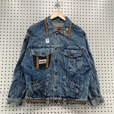 Vintage Prezzia Denim Jean Blue Jacket Mens Small Fits 21x27