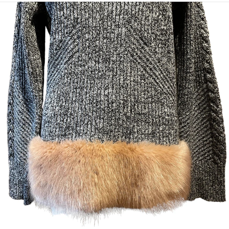 Nuevo con etiquetas Suéter Gris Ceremonia de Apertura Rosa Imitación Piel Ribete Grande Foto 3 de 4