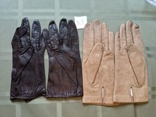 Vintage Women's Gloves Lot of 2 pr Black Tan Leather BT
