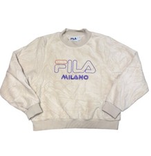 Retro Fila Milano Women  s Beige Tan Long Sleeve Pullover Sz. M Crewneck Fleece