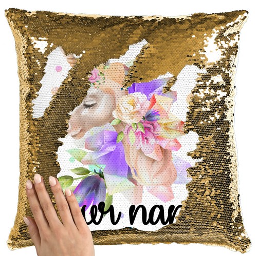 Personalised Unicorn Sequin Cushion Cover Mermaid Pillow 6 Colours - Picture 5 of 8