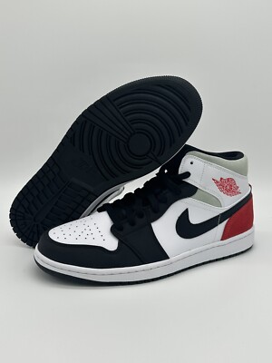Nike Air Jordan 1 Mid SE Red Union White Black 852542-100 Men Size 10.5