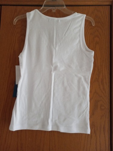 Vintage Crazy Horse Womens White Knit Tank Top Size L Cotton NEW - Picture 4 of 4