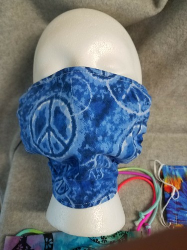 3 - Tie Dye peace Face covering Mask 1 with Pocket hand crafted nose wire - Picture 6 of 8