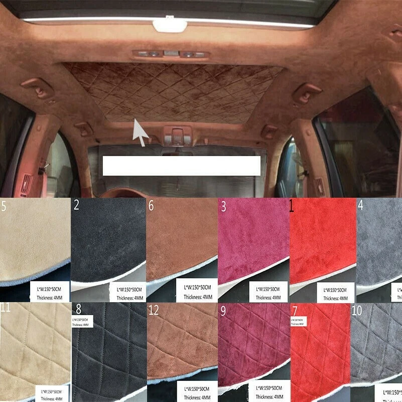 Respaldo de espuma de tela de gamuza sintética gruesa acolchado material de tapicería de techo de automóvil artesanías Foto 2 de 4