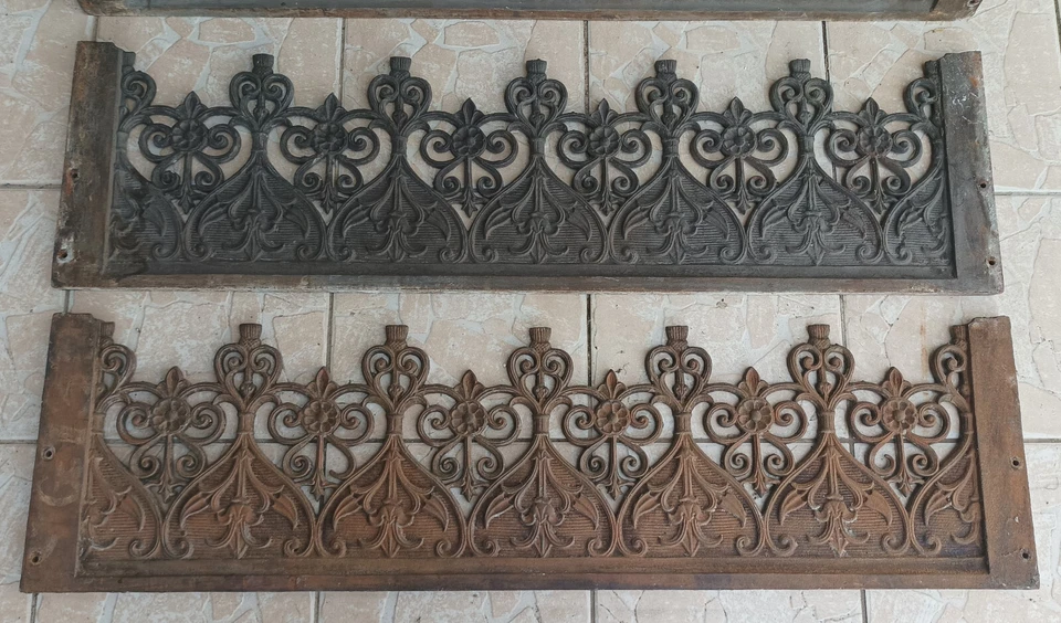 Lot de 3 balconnières garde-corps style gothique en fonte 19ème - Photo 3/4