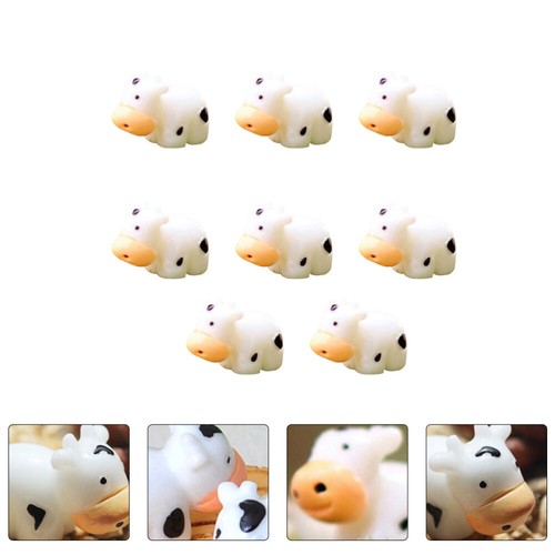 8pcs Simulation Resin Animal Ornament Micro Landscape Mini Cow Decoration