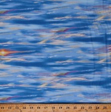 Cotton Sky Clouds Cloudy Blue Landscape Medley Fabric Print by the Yard D409.33