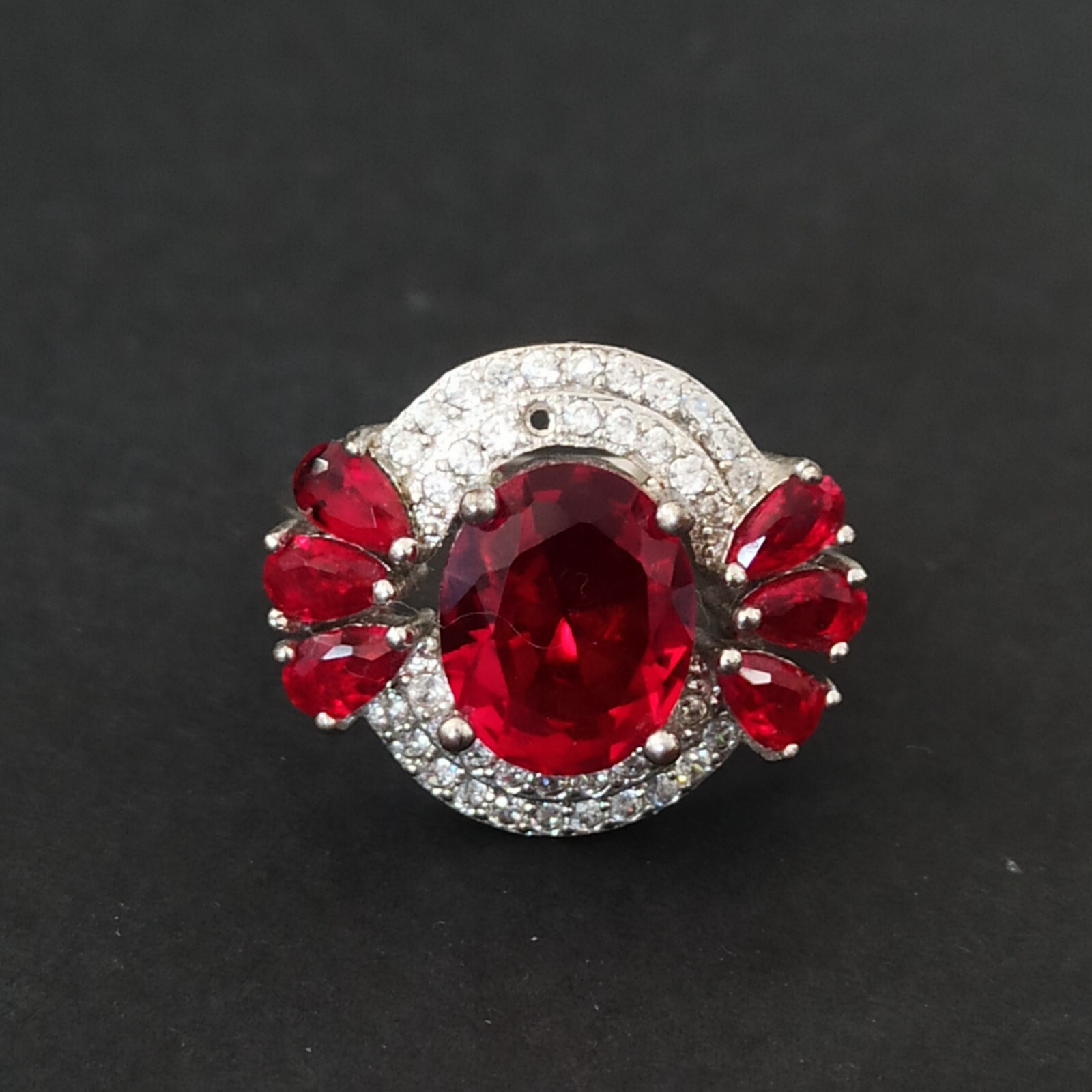 Ruby Red Silver Ring Zirconia Prong Statement Sig… - image 15