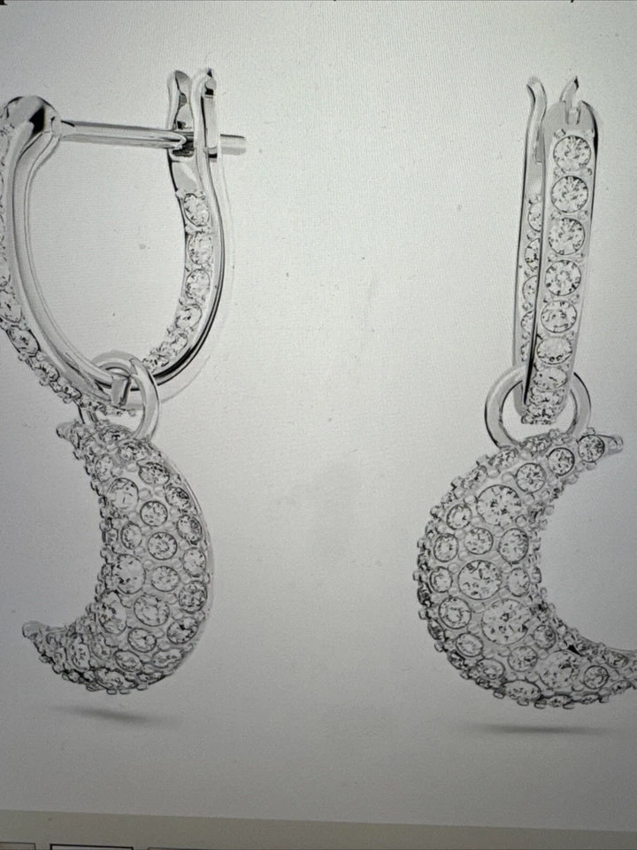 ¡BONITO! Pendientes colgantes Swarovski Sublima blanco luna chapado en rodio 666157 $129 Foto 4 de 4