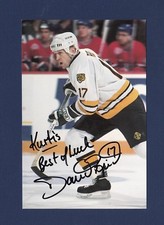 Dave Reid signed Boston Bruins vinatge team issued hockey postcard