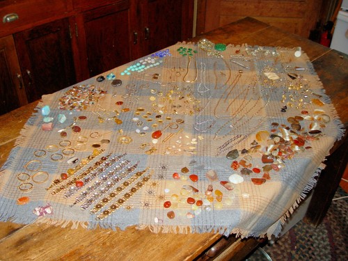 100pcs + Misc Vintage Silver Gold Polished Rocks, Gemstones DIY Jewelry Making