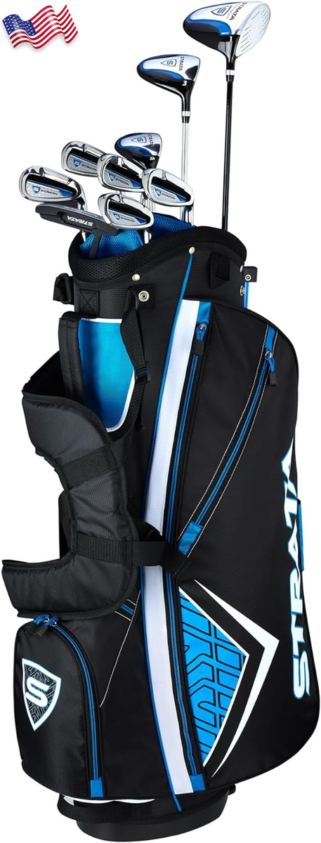 Strata Men's Complete Golf Set Right Left Handed Blue 12 Pieces