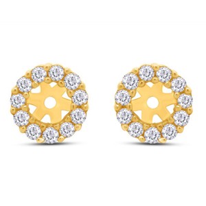 Authentic 3/8ct Natural Diamond Accent Jackets Earrings 14K Yellow Gold Plated Silver