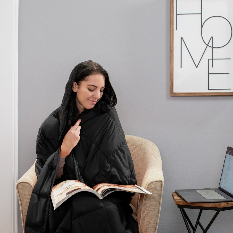 Quilted Microfiber Weighted Blanket 10 lbs. Black Black 41" x 60" eBay