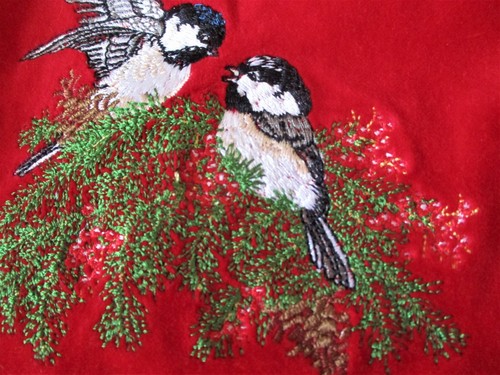 Vestido para niñas National Wildlife Federation XL rojo algodón terciopelo pájaros cosido - Imagen 4 de 8