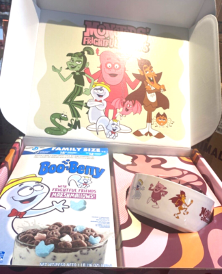 Boo Berry Cereal w/Monsters Ceramic Bowl & Collector Box - Limited